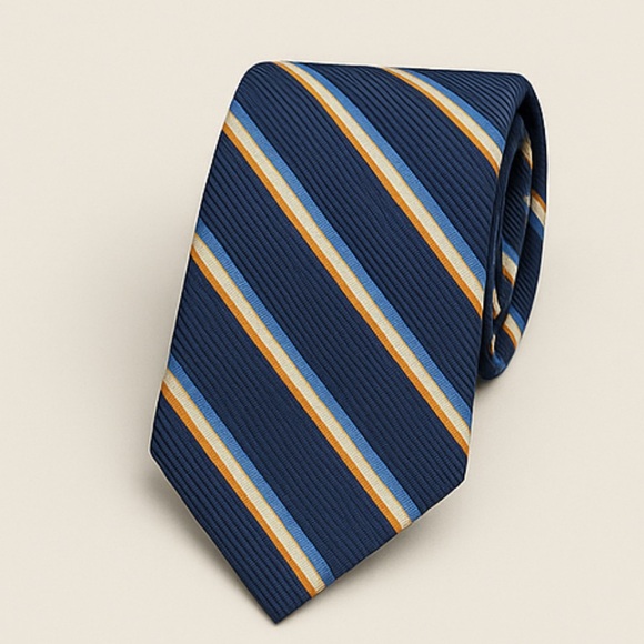 Brooks Brothers Navy Repp Stripe Silk Tie – Made in USA – 3.25” Width - Picture 2 of 7
